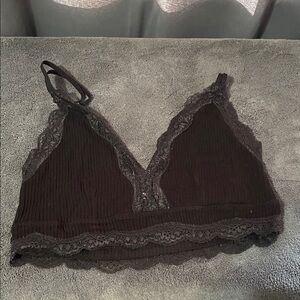 Black Lace-Trim Ribbed Bralette - Women Intimates